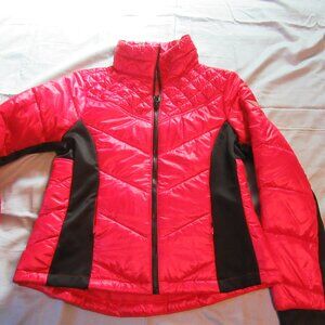 Womens Guess Lightweight Puffer Jacket Sz L Red and Black